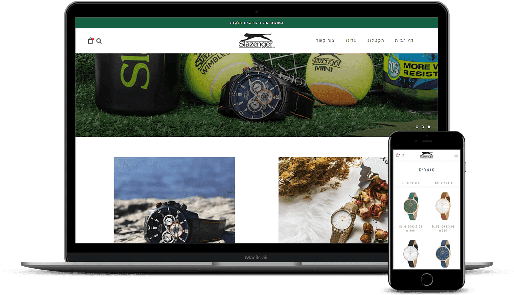 פיתוח חנות שופיפיי בעברית – Slazenger Watches